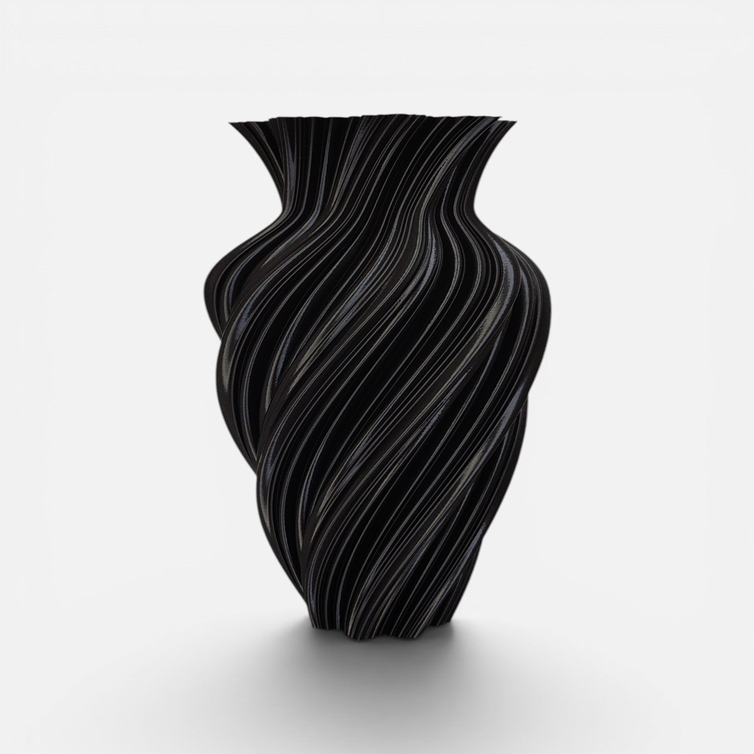 Vaso Vertigo 3D in PLA silk nero – h.24 cm – Made in Italy – Stampa 3D