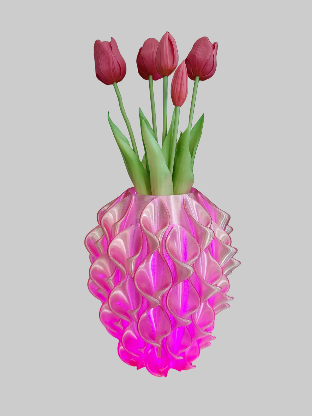 Lampada Vaso Calla Rosa 3D | LED Multicolore con Telecomando | 22 cm