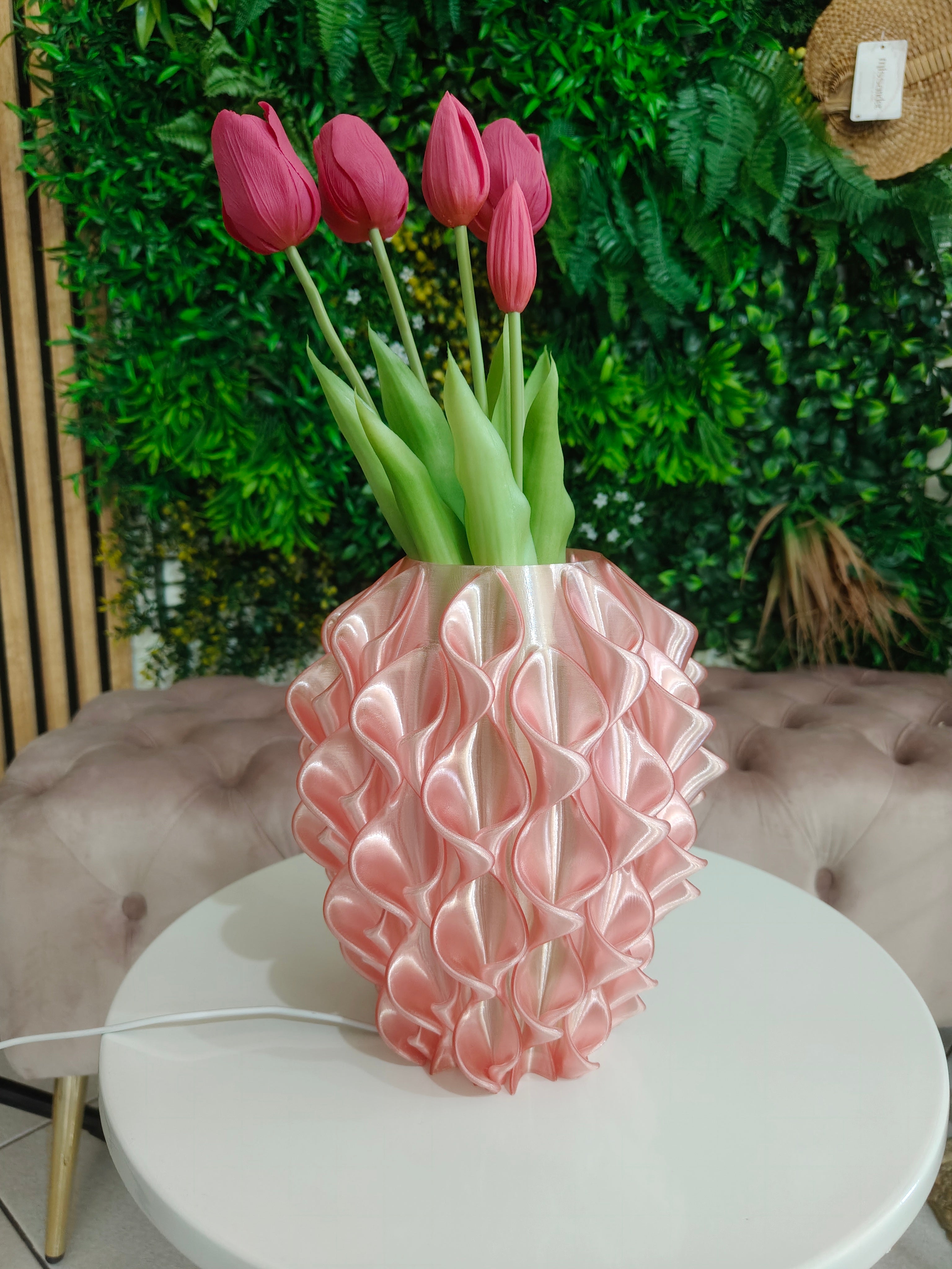 Lampada Vaso Calla Rosa 3D | LED Multicolore con Telecomando | 22 cm