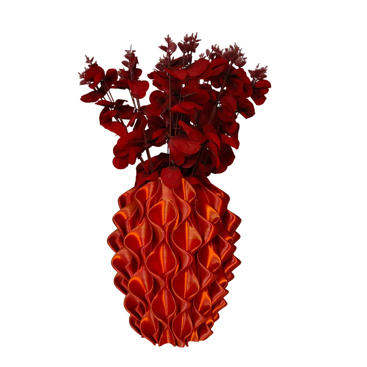 Vaso Calla rosso e oro – vista laterale