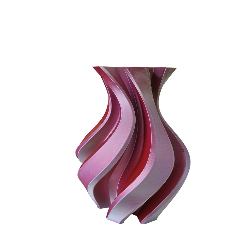 Vaso Twister Design fucsia, oro e argento – stampa 3D Made in Italy