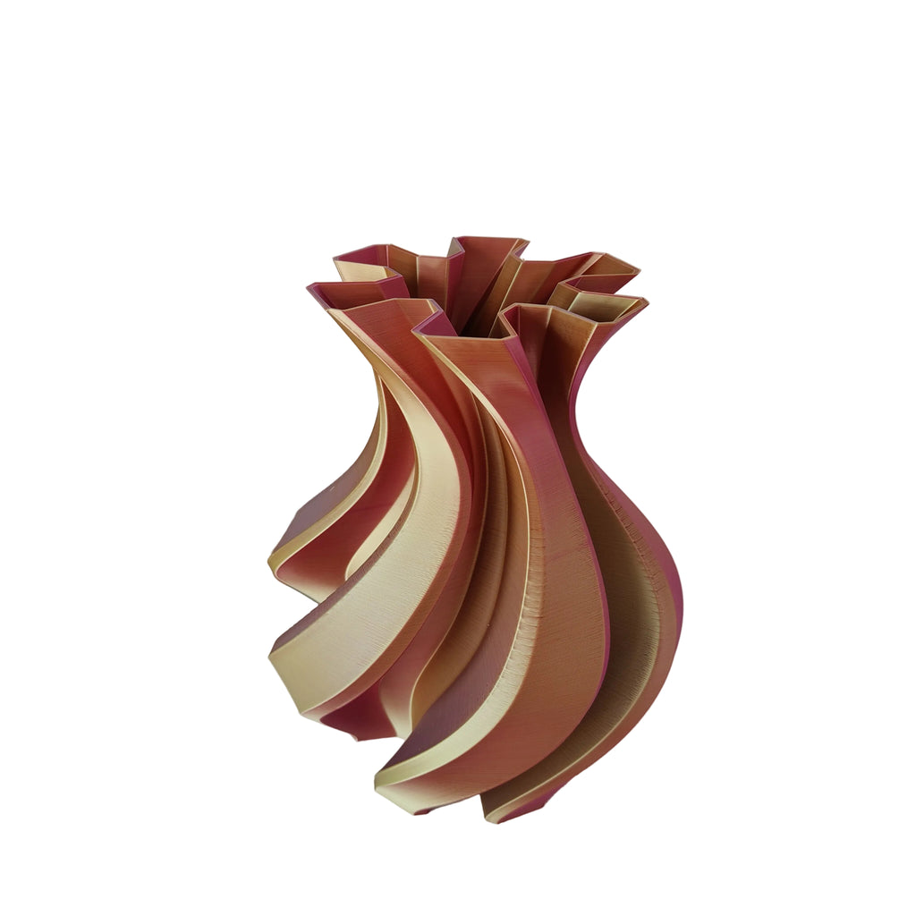 Vaso Twister fucsia, oro e argento, spirale intrecciata