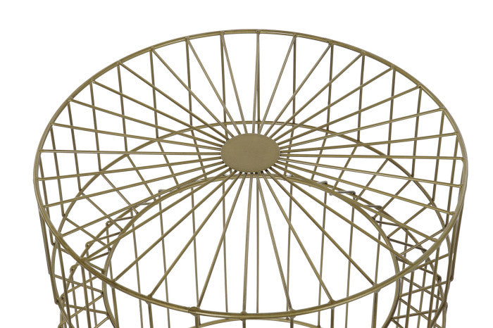 Tavolino tondo in metallo oro anticato