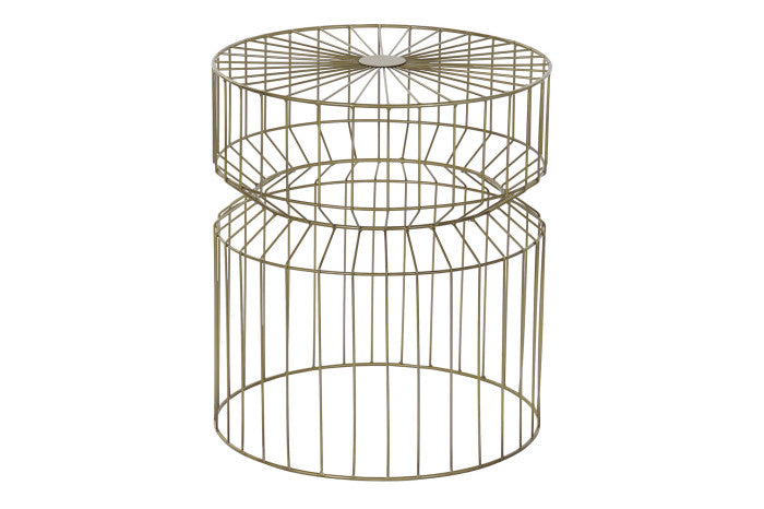 Tavolino tondo in metallo oro anticato