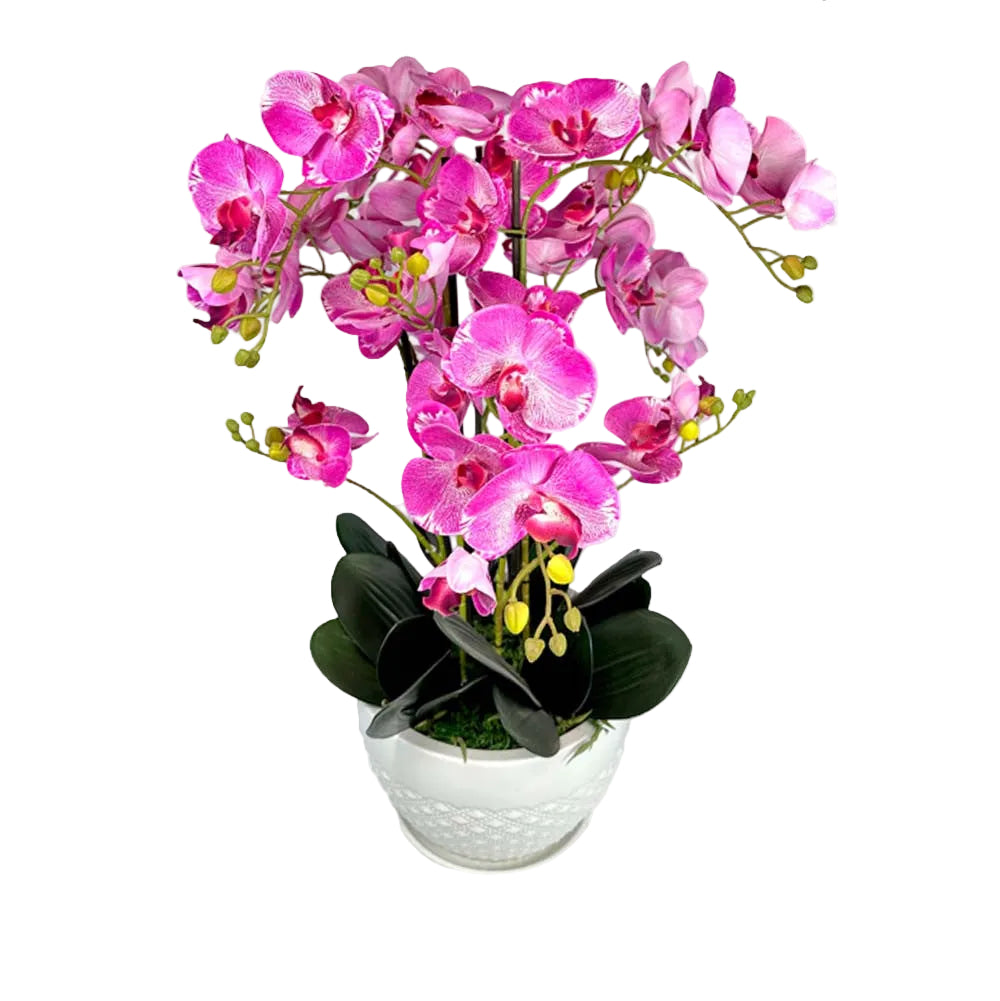 Vaso Orchidea Real Touch 70 cm Magenta | Fiore Artificiale di Design