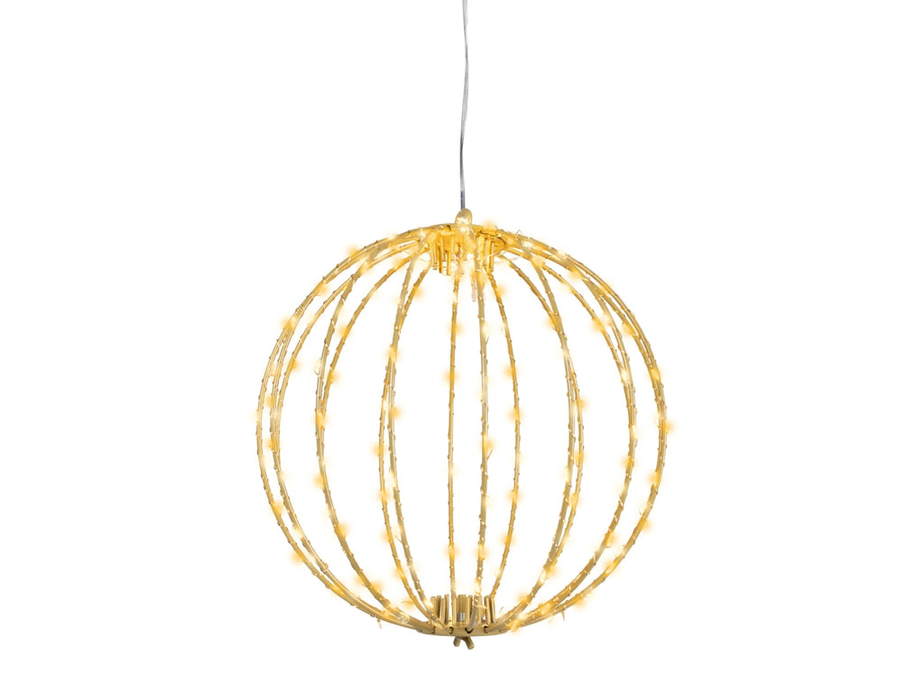 Sfera luminosa microLED 28 cm accesa, luce bianco caldo