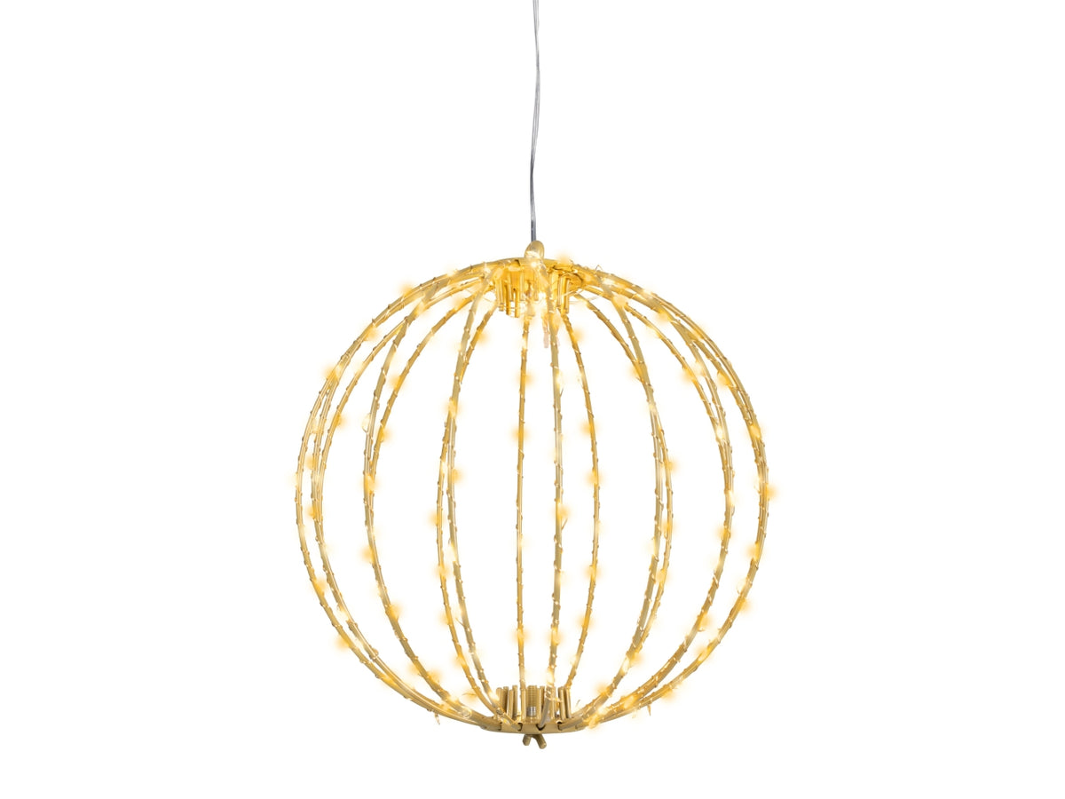 Sfera luminosa microLED 28 cm accesa, luce bianco caldo