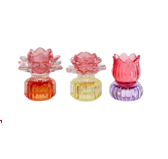 Portacandela in Vetro a Forma di Fiore – Bicolore – 9,5x10 cm