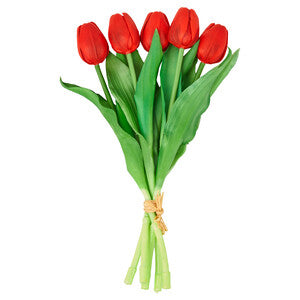 Bouquet 5 Tulipani Rossi Real Touch – 33 cm | Silicone Morbido