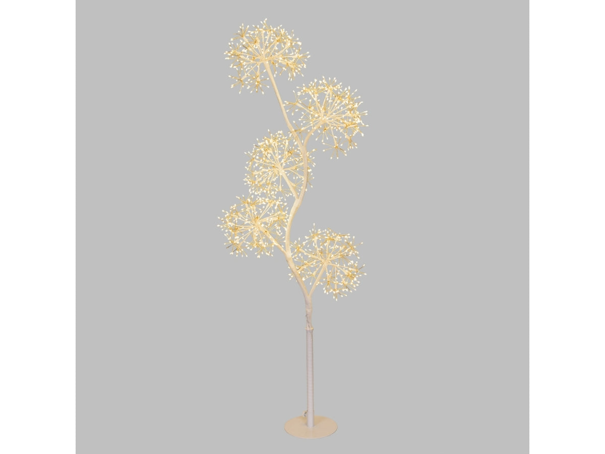 Albero luminoso 120 cm con 5 sfere effetto soffione e 1200 micro LED bianco caldo