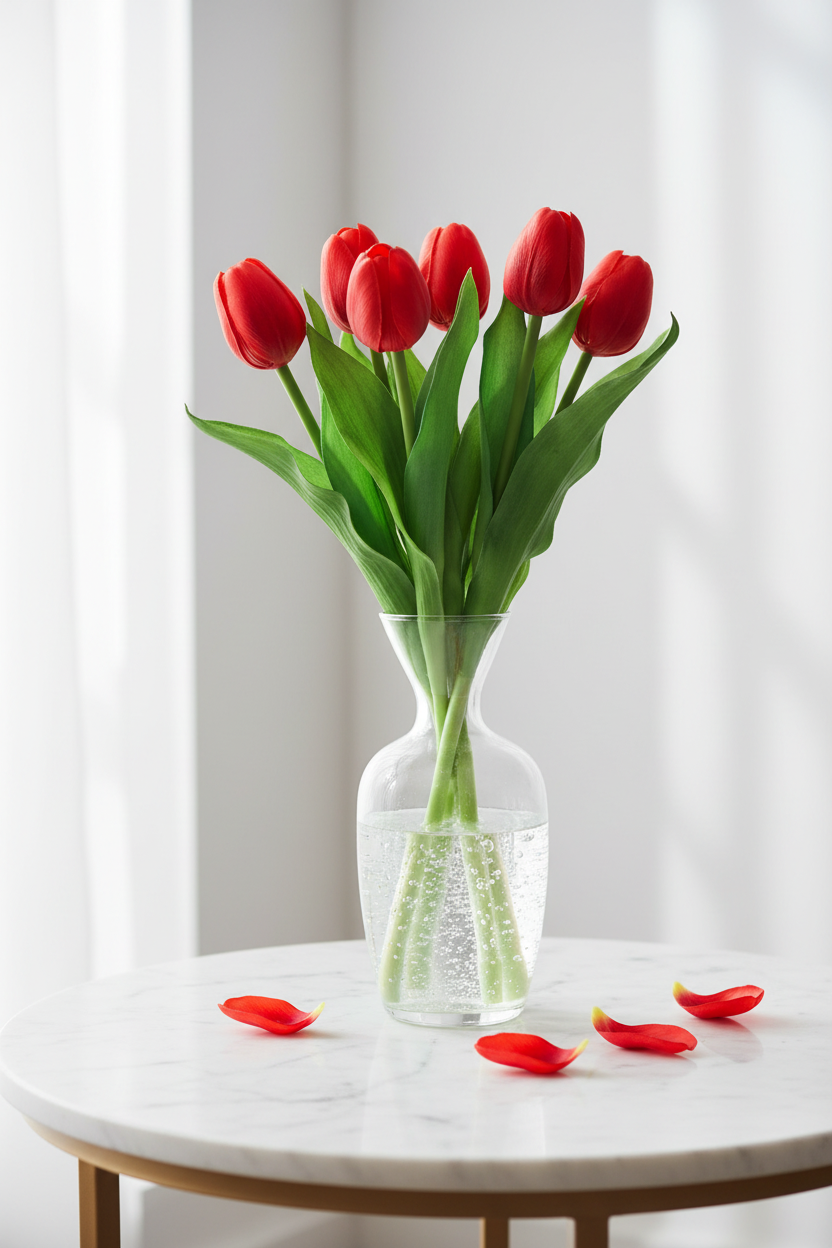 Bouquet Tulipani Rossi – Ambientazione in Vaso