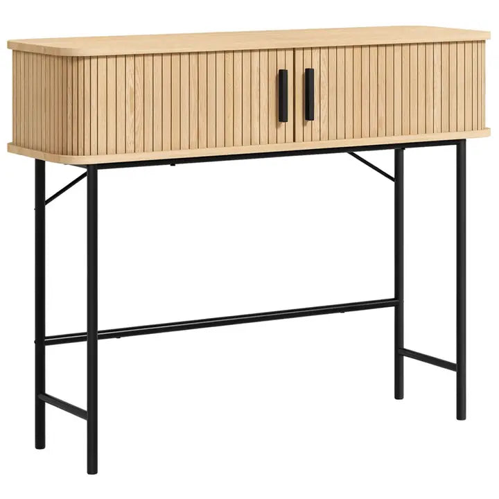 Tavolo consolle Linear con cassetto in legno e metallo