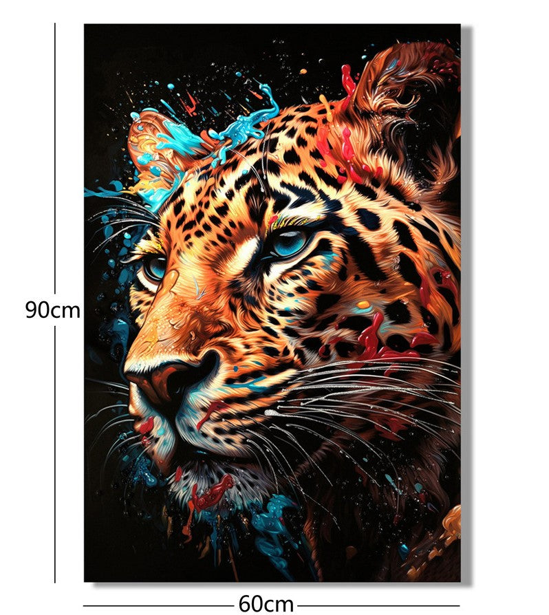 Quadro Brilliant Leopard con decorazioni brillanti, 90x60 cm
