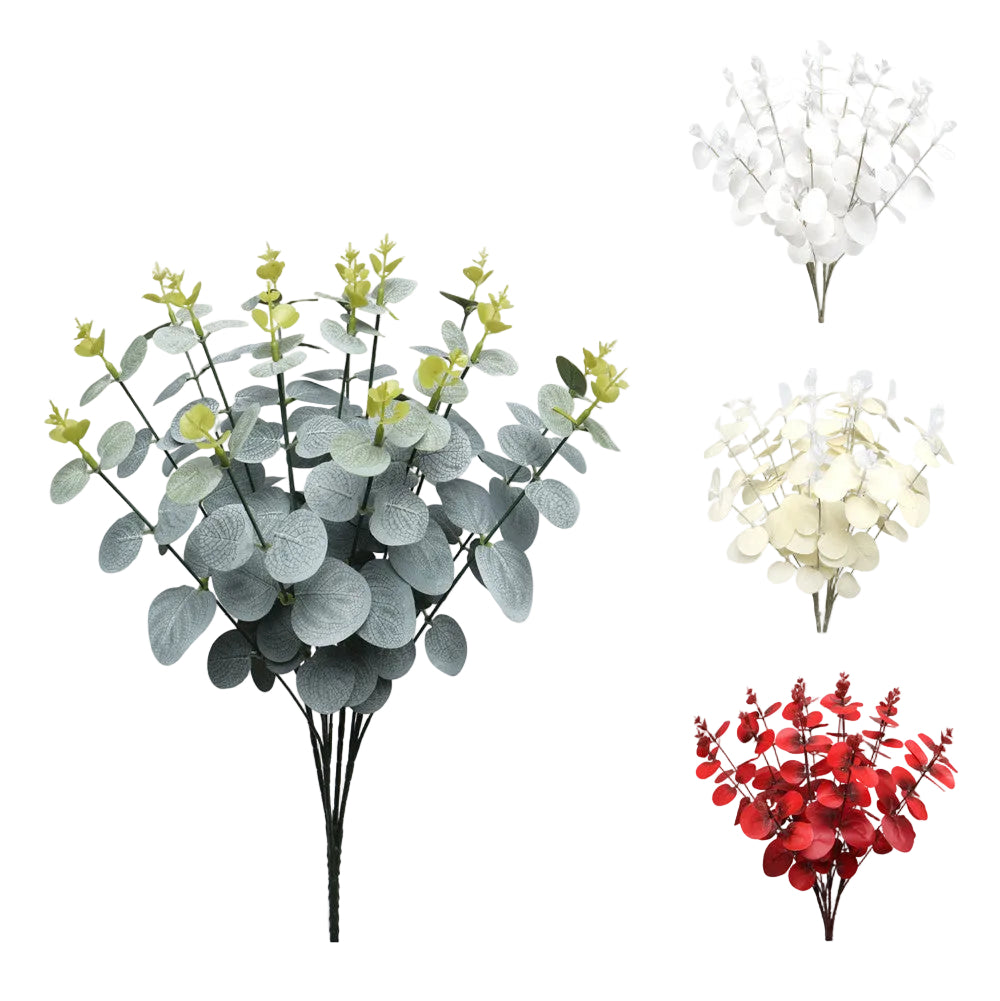 Mazzolino di eucalipto artificiale colorato 52 cm, 4 colori