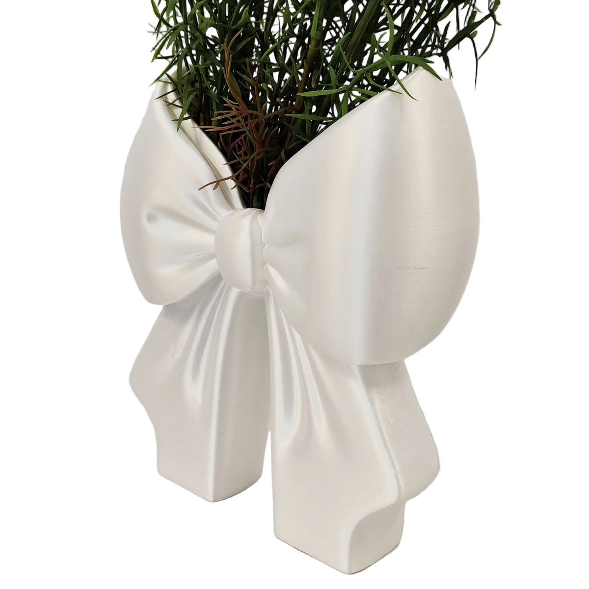 Vaso Fiocco Design Bianco – stampa 3D Made in Italy, vaso in ambiente su mensola