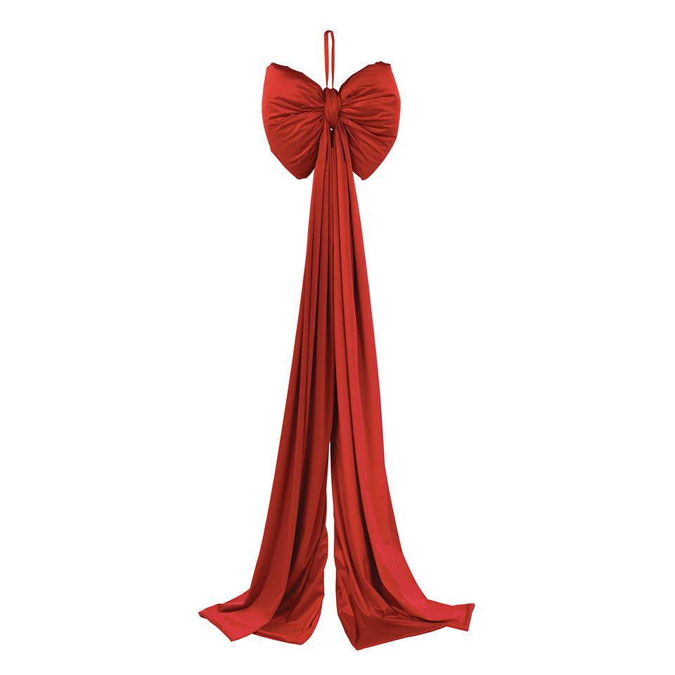 Fiocco natalizio in velluto rosso con strascico lungo 170 cm