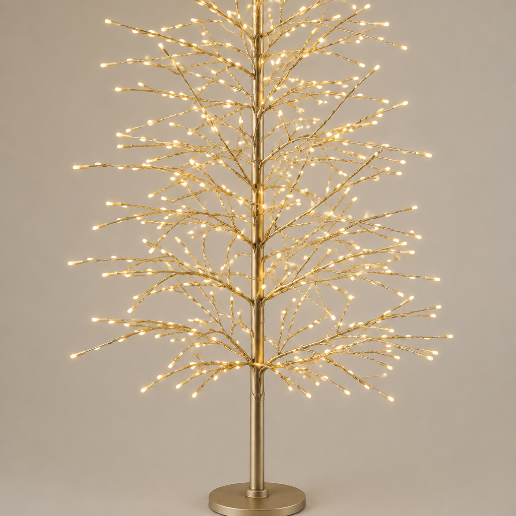 Dettaglio dell’albero luminoso Bunch champagne con microLED bianco caldo