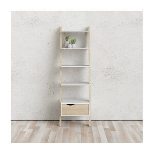 Libreria a scala Oslo con cassetto, 55x48x180 cm – vista frontale