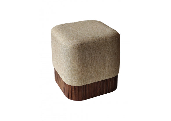Pouf Alter in Tessuto e Legno 42x42x25 cm | Beige o Marrone | La Casa Bella