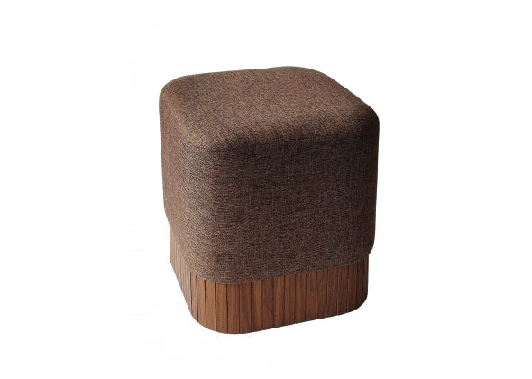 Pouf Alter in Tessuto e Legno 42x42x25 cm | Beige o Marrone | La Casa Bella