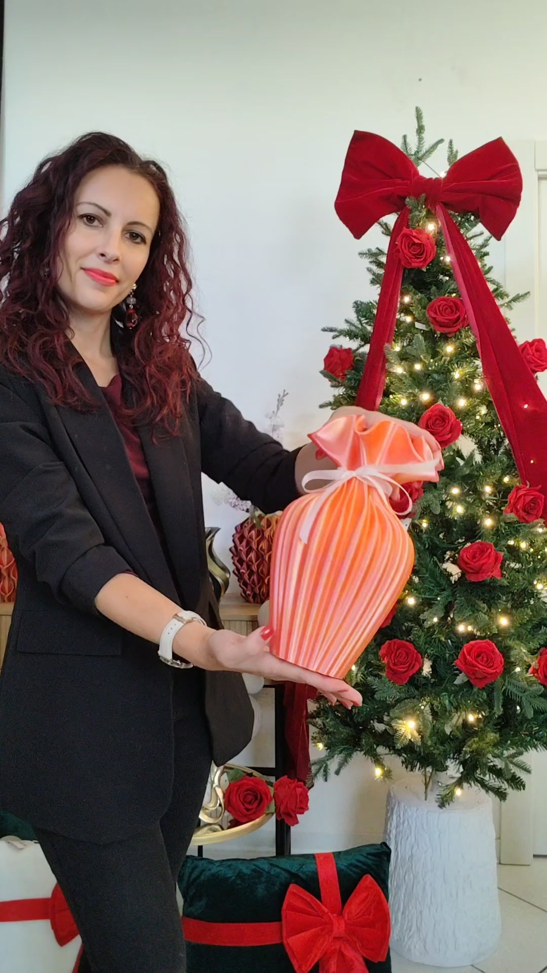 Design-Vase Ariel Rosa, Orange und Gold – 3D-Druck Made in Italy