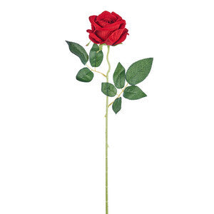 Rosa artificiale rossa Juliet in velluto, stelo 50 cm