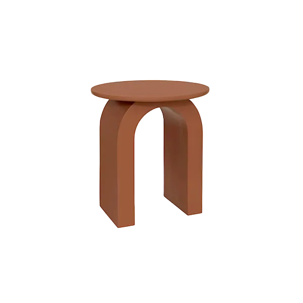 Tavolino Stoa marrone ruggine in MDF, piano tondo e gambe ad arco, Ø 40 × H 45 cm