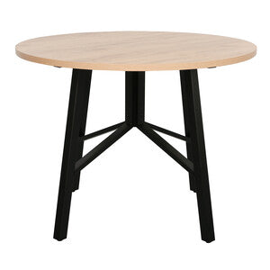 Tavolo tondo Round Frame Ø100 cm con piano color rovere e struttura in metallo nero
