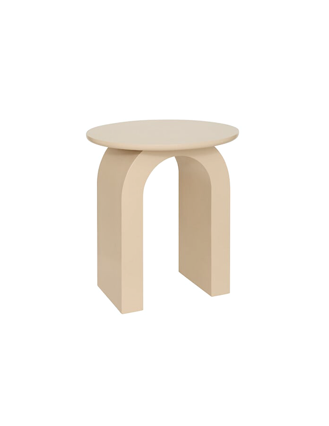 Tavolino Stoa beige crema in MDF, piano tondo e gambe ad arco, Ø 40 × H 45 cm